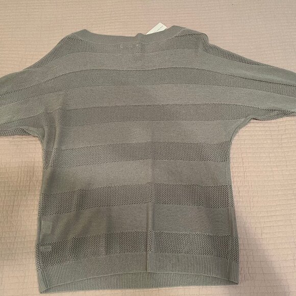 Gray Sweater Top with Mesh Sections - Picture 7 of 10